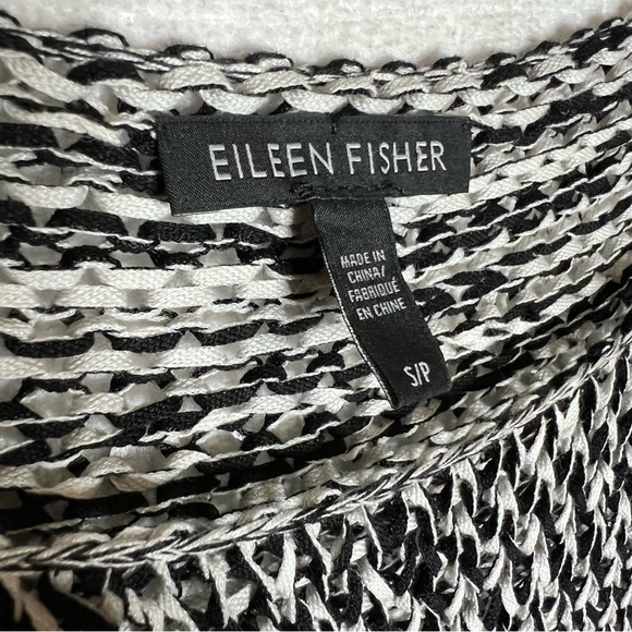 Eileen Fisher Black White Organic Granny Core Pullover Sweater Top Size S - Picture 3 of 7